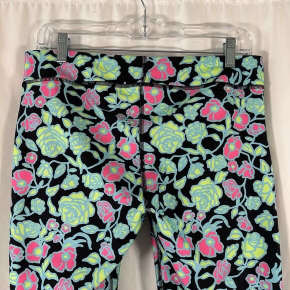 Under Armour Leggings youth YXL Black Green Floral Pull On Stretchy High Rise - Picture 6 of 9